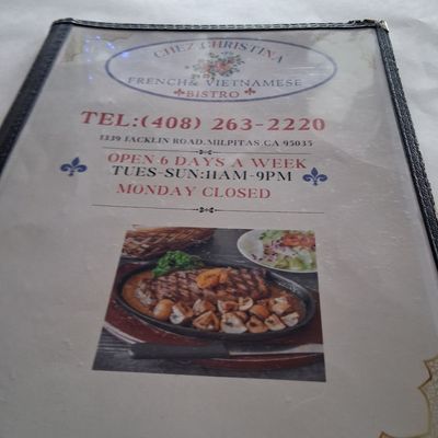 Menu photo 1 Chez Christina Milpitas, CA