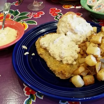 The Flying Biscuit Cafe - Country Fried Steak. Large portions but I prefer quality over quantity. - New American Near Me - Gainesville, Florida The Flying Biscuit Cafe - Country Fried Steak. Large portions but I prefer quality over quantity. - New American Near Me - Gainesville, Florida