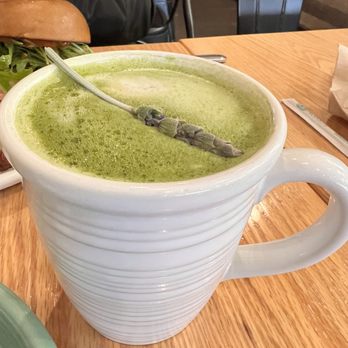 The Royal Egg Cafe - Matcha Lavender Honey Latte (w/ Oatmilk substitute) - Breakfast & Brunch Near Me - Westlake Village, California The Royal Egg Cafe - Matcha Lavender Honey Latte (w/ Oatmilk substitute) - Breakfast & Brunch Near Me - Westlake Village, California