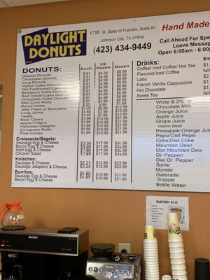 Menu photo 2 Daylight Donuts Johnson City, TN