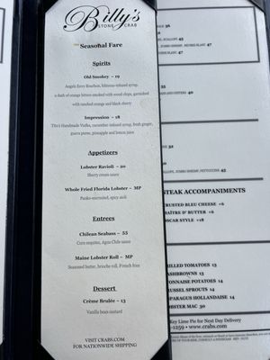 Menu photo 6 Billy's Stone Crab Restaurant Hollywood, FL Menu photo 6 Billy's Stone Crab Restaurant Hollywood, FL
