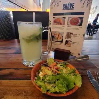 Crave Mediterranean Cafe - Mint lemonade (HUGE) and lunch salad (included with sandwich) - Mediterranean Near Me - Springfield, Missouri