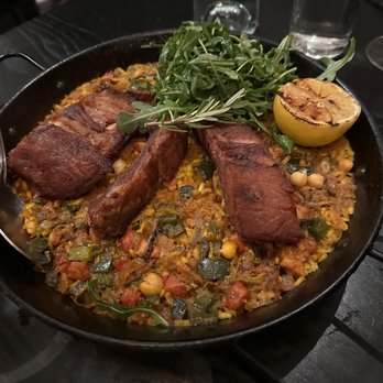 La Marcha Tapas Bar - Paella Tres Cerditos with ribs instead of pork shoulder - Spanish Near Me - Berkeley, California