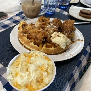 Neighbor Of Wine Down - Cheesy grits and chicken and waffles. - Breakfast & Brunch Near Me - Ooltewah, Tennessee Neighbor Of Wine Down - Cheesy grits and chicken and waffles. - Breakfast & Brunch Near Me - Ooltewah, Tennessee
