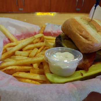 Wings Etc - Make your own burger with American cheese and bacon.  Pepper on the fries. - Chicken Wings Near Me - Lafayette, Indiana