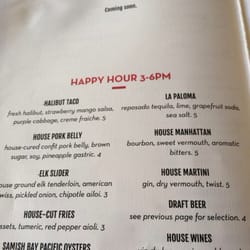 Rock and Rye Oyster House - HH menu