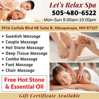 Let's Relax Spa - Walk-in & Appointment Welcome - Massage Near Me - Albuquerque, New Mexico