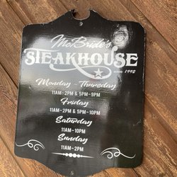 McBride's Steakhouse - Outdoor display business hours