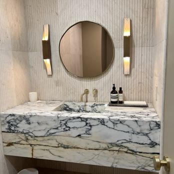 Golden Bay Contractor - Powder room- Lutron keypads and fluted tile - General Contractors Near Me Golden Bay Contractor - Powder room- Lutron keypads and fluted tile - General Contractors Near Me