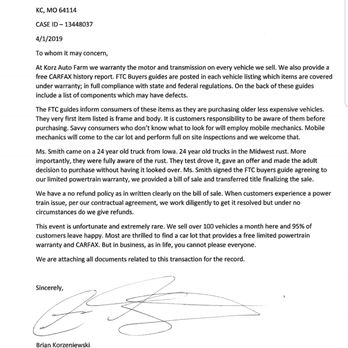 Korz Auto Farm - Brian Korzeniewski's reply to the BBB complaint - Used Car Dealers Near Me - Kansas City, Kansas Korz Auto Farm - Brian Korzeniewski's reply to the BBB complaint - Used Car Dealers Near Me - Kansas City, Kansas