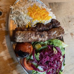 Patogh - Mixed lamb kebab with half salad half saffron rice