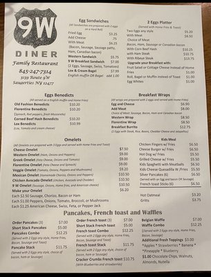 Menu photo 5 9W Diner Saugerties, NY
