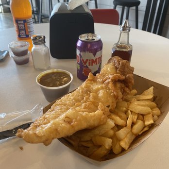 The Chipper - Haddock and chips, curry sauce and a can of Vimto! - Fish & Chips Near Me - Katy, Texas The Chipper - Haddock and chips, curry sauce and a can of Vimto! - Fish & Chips Near Me - Katy, Texas