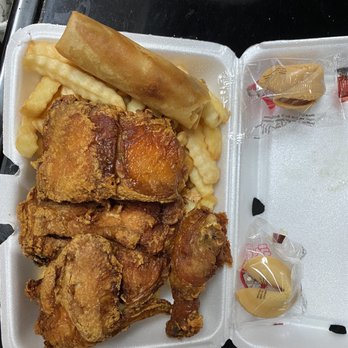 Great Wall Chinese Restaurant - Fried 1/2 Chicken, French Fries and Spring Roll - Chinese Near Me - Stamford, Connecticut