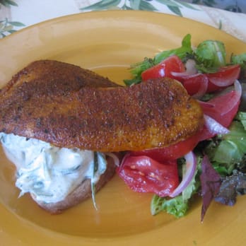 Mangia Qui - blackened mahi-mahi over cucumber salad 12.00 - Italian Near Me - Harrisburg, Pennsylvania Mangia Qui - blackened mahi-mahi over cucumber salad 12.00 - Italian Near Me - Harrisburg, Pennsylvania