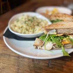 a mano - Spicy turkey lunch sandwich w/ side of Italian Mac & cheese