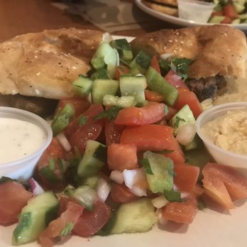 Anatolia Buffet & Kebab House - Izgara Kebab Sandwich With hummus and yogurt sauce on the side - Turkish Near Me - Brookline, Massachusetts
