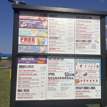Andy's Frozen Custard - Menu board - Desserts Near Me - Warr Acres, Oklahoma