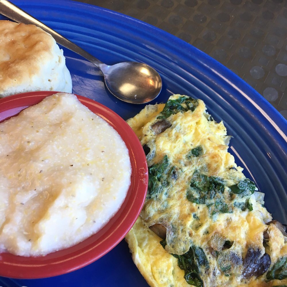 Biscuit, grits and "build your own" omelette Biscuit, grits and "build your own" omelette