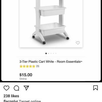 Target - 3 tier plastic cart white - room essentials. - Department Stores Near Me - Brea, California