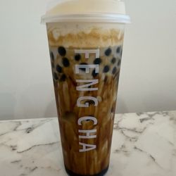Fengcha Cypress - DIY Boba Tea (less ice, taro milk tea, extra boba, 75% sweetness, tiramisu foam)
