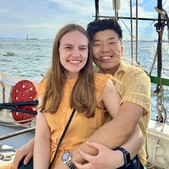 Schooner Pioneer - Happy couple enjoying the sea - Boat Charters Near Me - New York, New York Schooner Pioneer - Happy couple enjoying the sea - Boat Charters Near Me - New York, New York