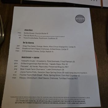 Tantisimo - Menu side 1 - Pop-Up Restaurants Near Me - Nashville, Tennessee
