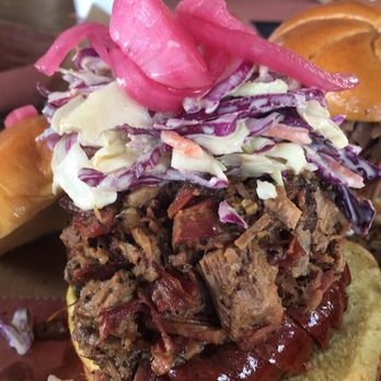 Crydermans Barbecue - A beautiful brisket sandwich with cold slaw and pickled onion! - Barbeque Near Me - Melbourne, Florida Crydermans Barbecue - A beautiful brisket sandwich with cold slaw and pickled onion! - Barbeque Near Me - Melbourne, Florida