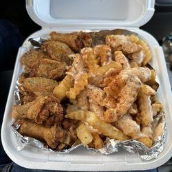 J Wings - Lemon pepper wings and Cajun Ranch Fries
