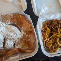 Big Dan the Frybread Man - Fried dough with sugar on left and cheese fries