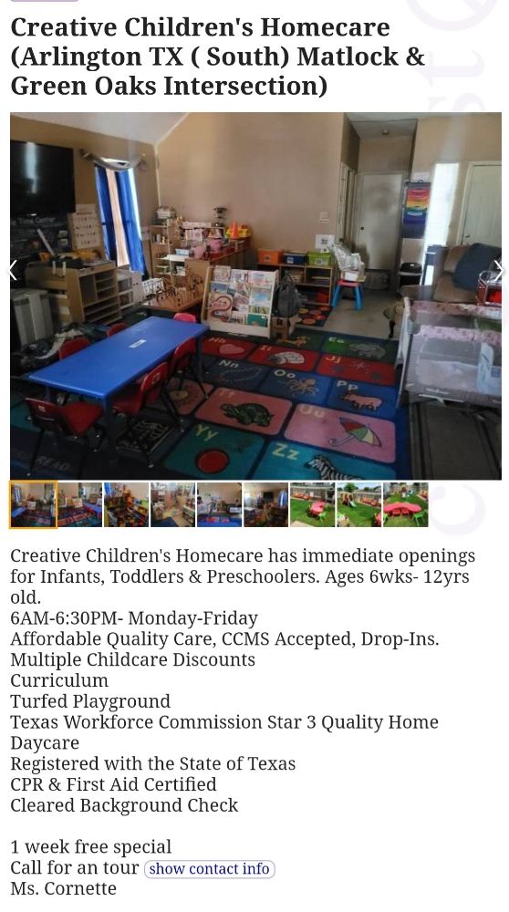 Creative Children's Homecare - childcare center in Arlington, TX