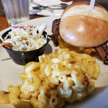 Cracker Barrel Old Country Store - Jammin Maple Bacon Burger with Coleslaw and Mac N Cheese - American Near Me - Murrells Inlet, South Carolina Cracker Barrel Old Country Store - Jammin Maple Bacon Burger with Coleslaw and Mac N Cheese - American Near Me - Murrells Inlet, South Carolina
