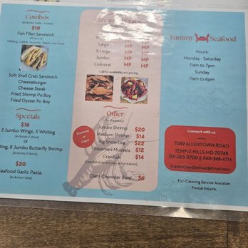 Yummy Seafood - Menu - Seafood Near Me - Temple Hills, Maryland Yummy Seafood - Menu - Seafood Near Me - Temple Hills, Maryland
