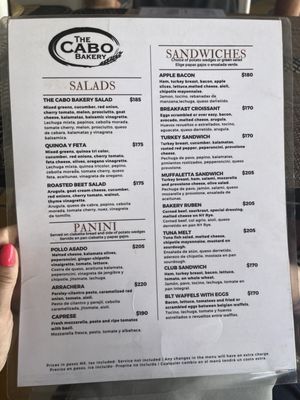 Menu photo 1 The Cabo Bakery Cabo San Lucas, BCS Menu photo 1 The Cabo Bakery Cabo San Lucas, BCS