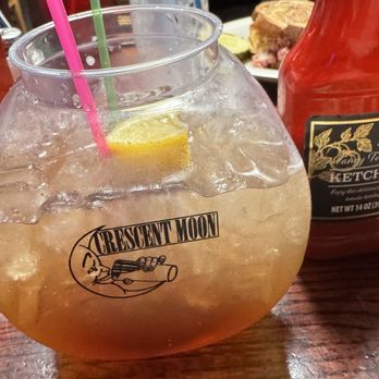 Crescent Moon Ale House - Fish bowl next to ketchup bottle for size - Pubs Near Me - Omaha, Nebraska Crescent Moon Ale House - Fish bowl next to ketchup bottle for size - Pubs Near Me - Omaha, Nebraska