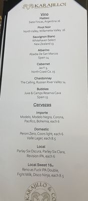 Menu photo 6 Karajillo & Co Reno, NV