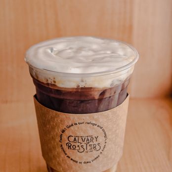 Calvary Roasters - White Dove, Macchiato with Cold Foam. Carmel, White Chocolate, with Carmel Drizzle - Coffee & Tea Near Me - Lebanon, Oregon Calvary Roasters - White Dove, Macchiato with Cold Foam. Carmel, White Chocolate, with Carmel Drizzle - Coffee & Tea Near Me - Lebanon, Oregon