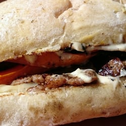Tasty Torpedo - The "Mumia" (Sirloin beef, pepperjack cheese, sauteed onions and peppers, and garlic aioli $12)