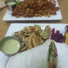 Chicken shawarma plate and beef kadka wrap Chicken shawarma plate and beef kadka wrap