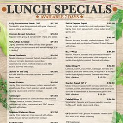 The Island Restaurant - Lunch Specials