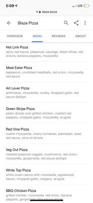 Menu photo 3 Blaze Pizza Carmel, IN