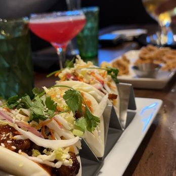 113 Main - Pork belly steamed buns and cocktail of the month - New American Near Me - Oswego, Illinois 113 Main - Pork belly steamed buns and cocktail of the month - New American Near Me - Oswego, Illinois
