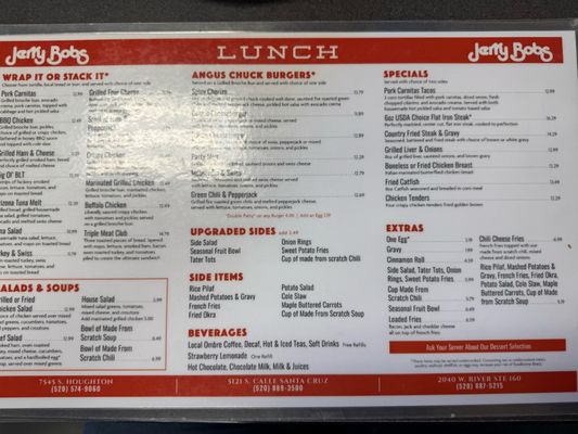 Menu photo 1 Jerry Bob's Family Restaurant Tucson, AZ Menu photo 1 Jerry Bob's Family Restaurant Tucson, AZ