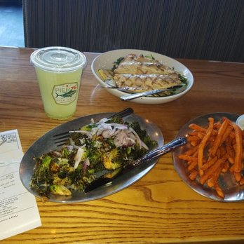 Pier 76 Fish Grill - Wild caught Trout, kale salad, zucchini $12.95, (Brussel sprouts $4.00, sweet potatoes $2.50 happy hour price) - Seafood Near Me - Riverside, California Pier 76 Fish Grill - Wild caught Trout, kale salad, zucchini $12.95, (Brussel sprouts $4.00, sweet potatoes $2.50 happy hour price) - Seafood Near Me - Riverside, California