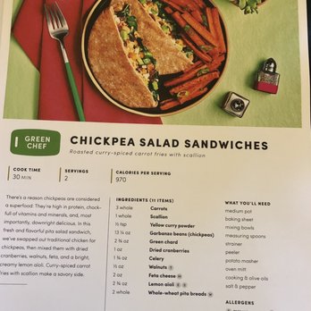 Green Chef - Recipe we didn't get to try - Food Delivery Services Near Me