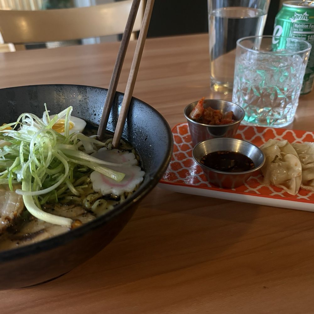 Black Garlic Ramen Chicken dumplings Black Garlic Ramen Chicken dumplings