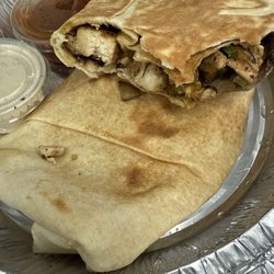 Gyro Rice and Spice - Spicy Chicken Wrap sauce and spicy sauce on side