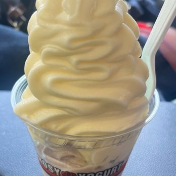 Rosy Yogurt - Pineapple frozen yogurt with pistachio frozen yogurt and Oreo cheesecake yogurt. - Ice Cream & Frozen Yogurt Near Me - Los Gatos, California