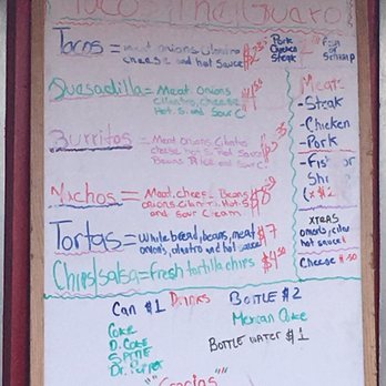 Tacos The Guero - Menu board. - Food Stands Near Me - Ruston, Louisiana Tacos The Guero - Menu board. - Food Stands Near Me - Ruston, Louisiana