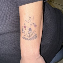 Delicate ink tattoos - Cute little book full of beauty done by Catie at Delicate Ink Tattoos